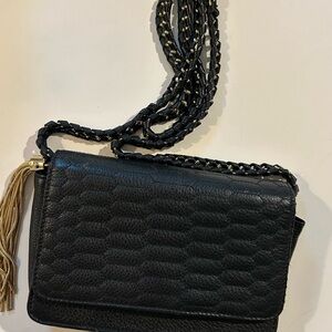 Aimee Kestenberg  Black Leather Quilted  Crossbody Bag